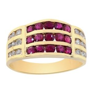 0.25 Carat Diamond & 0.75 Ct Ruby Ring 14K Gold